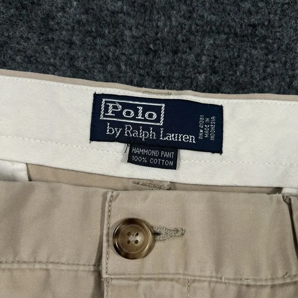 Vintage Polo Ralph Lauren Hammond Double Pleated Pants Twill Cotton Men 34x32